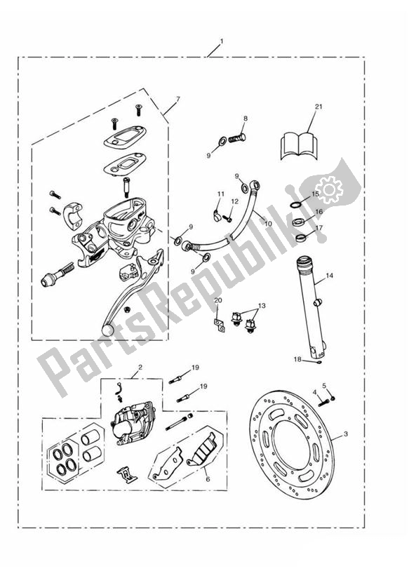 All parts for the Brake Upgrade Kit of the Triumph America Carburettor 790 2002 - 2007